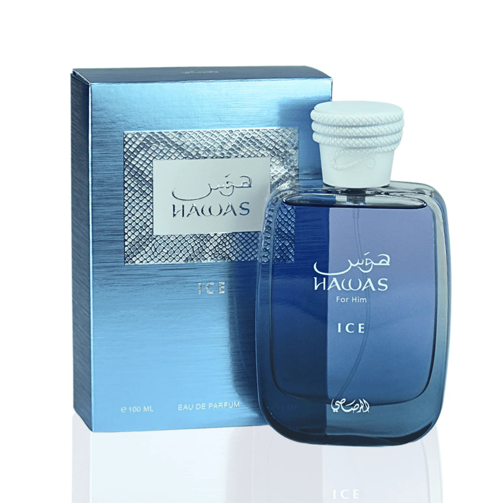 Rasasi Hawas Ice perfume bottle product photography